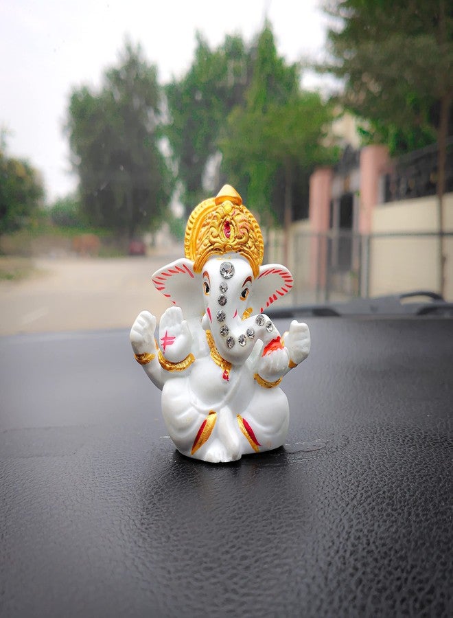 JAIPUR ACE تمثال غانيشا من الراتنج من جايبور إيس لتزيين معبد المنزل | تمثال غانيشا للوحة القيادة في السيارة | تمثال غانيشا | غانيش جي مورتي | تمثال غانيش | زينة غانيش تشاتورثي (التصميم 4) - Image 1